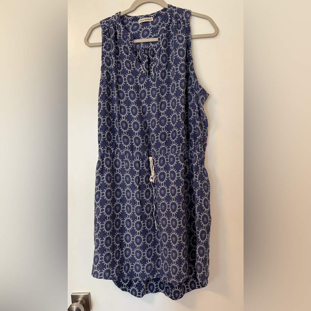 Ulla Johnson Mila shift dress blue medallion print 4 silk